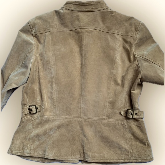 Suede lined beige tan moto jacket, women's, zipper closure, NY & Co | large - Picture 4 of 9